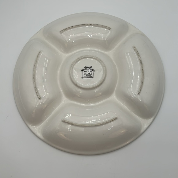 Michal Sparks China Chips & Dip Serving Tray Estate of Mind Design Round - Picture 2 of 16